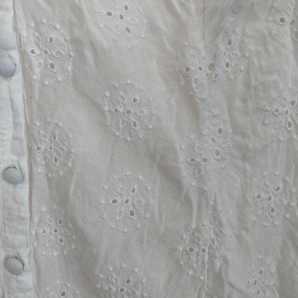 LOFT Eyelet Flutter Blouse in White - Picture 4 of 5